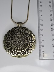 Handmade Copper Arabesque Pendant Necklace Geometric Islamic Art Brass Finish