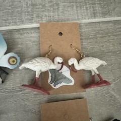 Lot Of 4 Handmade Statement Earrings Birds Butterflies NWT Gifts Unique Fun