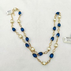 Charter Club Blue Gold Faux Pearl Dragonfly Long Necklace Stretch Bracelet Set