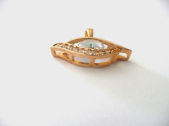 GOLD FILLED GLASS BLUE EVIL EYE FILLIGREE PROTECTION LUCKY PENDANT GREECE