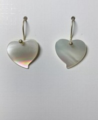 15mm Mother Of Pearl Carved Heart Earrings Matte Gold French Hook 15mm