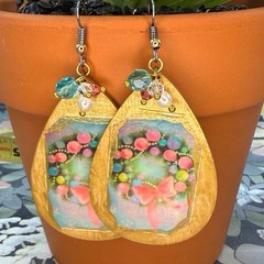 Adorned Crown Jewelry assemblage Victorian Christmas wreath earrings