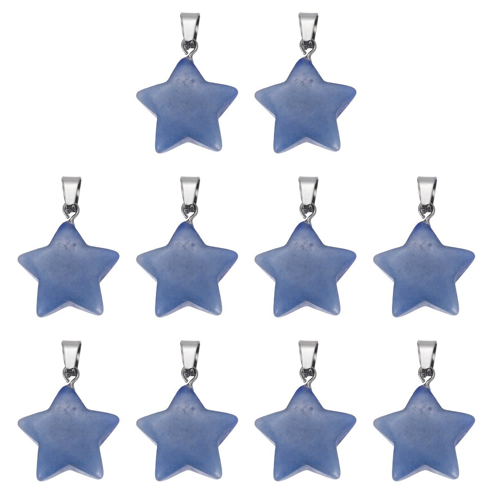 10Pcs, Star Stone Pendants 20mm Natural Crystal Star Charm Dark Blue
