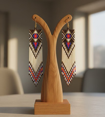 Tribal Earrings Native Large Boho American Seed Beads Handmade Earring