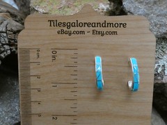 Turquoise & Opal Southwestern Sterling Silver 925 J Hook Post Earrings NEW G43