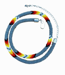 Handmade beaded Gray woven Rope necklace