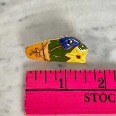 Vtg CERAMIC CACTUS POT BROOCH Handmade Artisan Art Gardening Gardener Jewelry