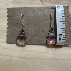 Light Rose Swarovski Crystal Briolette Earrings Sterling Silver