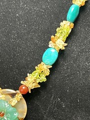 Handcrafted Boho Gemstone Lariat: Peridot Citrine Turquoise Flower Pendant 101