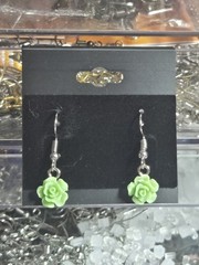 Light Green Rose Dangle Handcrafted Earrings