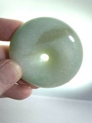 Certified Jade Donut Pendant Grade A 100% Natural Green 55x12mm Health Wealth
