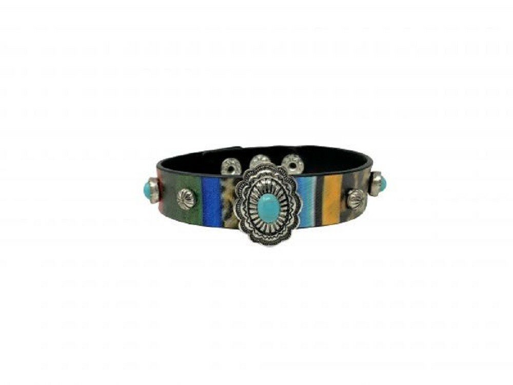 New! Adjustable Western design CONCHO SERAPE BRACELET w/ Button snap closure