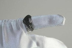 Unique 925 Sterling Silver White Black Utra Modern Ring size 6.75 Artisan PAVE
