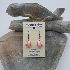 Sienna Sky 925 Sterling Hand Painted Baseball Earrings Hooks USA Hypoallergenic
