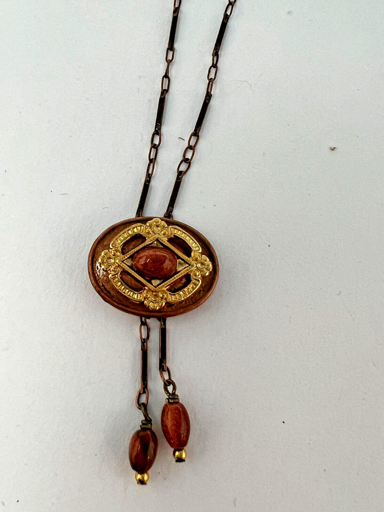 Michal Golan Copper and Goldstone Pendant Necklace