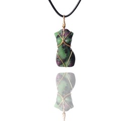 Handcrafted Natural Stone Female Form Pendant Necklace High Color Retention Copp