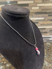 Handmade Lampwork Glass Pendant Necklace Red Crackle Bead Black Cord Artisan
