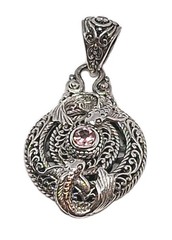 Sarda Peach Stone Koy Fish Peces Sterling Silver Pendant