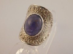 AMETHYST CABOCHON STERLING SILVER RING ARTISAN HANDCRAFTED COMFORT FIT SZ 9.75