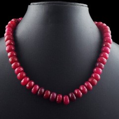 Faceted Single Strand 475 Cts Enhanced Red Ruby Beaded Necklace VK 26 E606