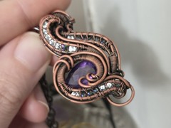 Wire Wrapped Amethyst Topaz Pendant Handmade
