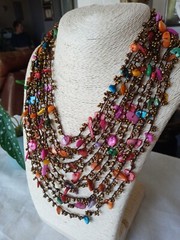Artisanal Womens Multistrand Necklace, Multicolor Seashell Chips, Boutique Ecuad