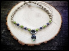 Hemp Necklace with Fimo and Glass Mushroom & Glass Beads- Adjustable 19-22 inch