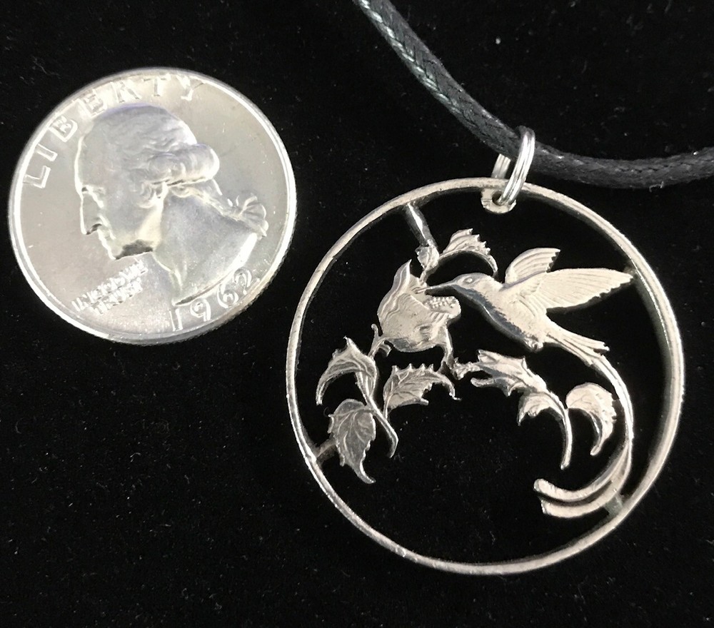 Hummingbird Cut Coin Jamaica Quarter Jewelry Pendant by the Coinmon