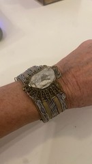Boho Large Stone Handmade Twist Wire Cuff Bracelet