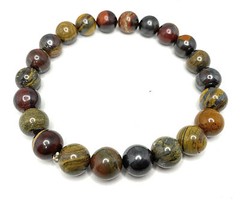 Handmade 10mm Sunset Tiger Iron Jasper Gemstone Protection Bracelet