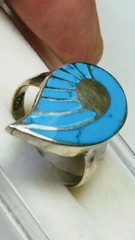 CUTE STERLING SILVER .925 WITH TURQUOISE INLAYS DESIGNER RING IN SIZE 5.75-6.0