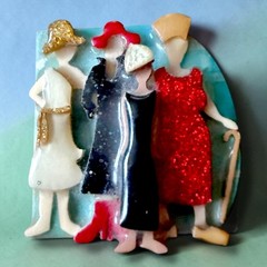 Lucinda Woman Pins Brooch Fashion Ladies Resin Glitter Statement Pin Vintage