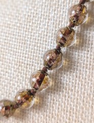Handmade Glass Bead Necklace Brown Amber Gold Foil Boho Artisan
