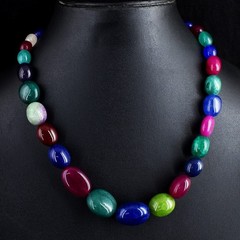 395.00 Cts Emerald & Ruby Top Grade Selling Beaded Necklace Jewelery RK 30 E716