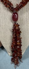 Artisan Carnelian Agate Chip Multi Strand Tassel Statement Bohemian Necklace