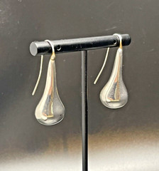 925 Sterling Silver Puffer Teardrop Alpaca Pierced Earrings