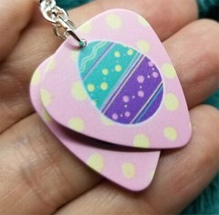Teal and Purple Easter Egg Guitar Pick Earrings