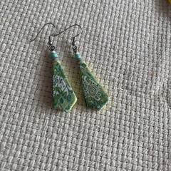 Hand Mage Multi Colored Polymer Clay Dangling Earrings 2.5 Inch