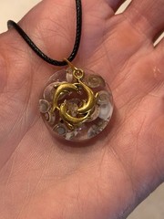 Dolphin Seashell Resin Necklace – Ocean Inspired Handmade Pendant – Gift Bag