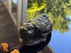 Hand-Carved Gold Sheen Obsidian Dragon Turtle Pendant –One of a Kind Protection