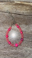 Handmade Beaded Glass Acrylic Bracelet Barbie Core Pink Vibrant Adjustable Gift