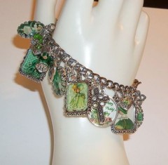 Victorian St. Patrick’s Day Cards Theme Charm Bracelet Hand Crafted Glass Dome
