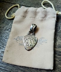 BILL WALL LEATHER .925 Silver Mexican Peso Guitar Pick Pendant Starlingear BWL
