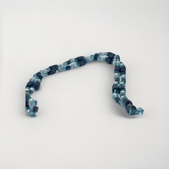 Blue Crystal Hematite Magnetic Beaded 20″ Necklace or Wrap Bracelet W/ Pearls
