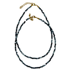 Handmade Round Beaded Choker Necklace Black/Gray/White Boho Beach Gold 15″+3″