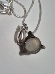 925 Sterling Silver Rainbow Moonstone Pendant Necklace Blue Flash Snake Chain