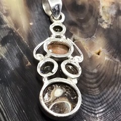 Turritella Agate, Sunstone & Citrine Pendant