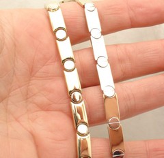 All Shiny Two-Tone Screw Design Chain Necklace Real Solid 14K Yellow White Gold