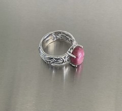 Norwegian Pink Thulite Solitaire Ring 925 Sterling Silver 6.5 Carats Size 10