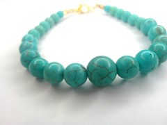 Blue beaded bracelet handmade with clasp boho southwestern turquoise look